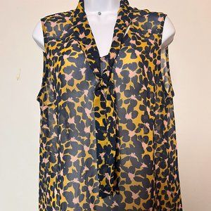 Cabi Blouse Womens Size large Tie Neck Sheer Flowy Tank Top